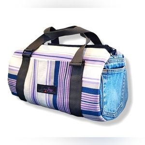 Purple & Blue Striped Mini Duffle Bag